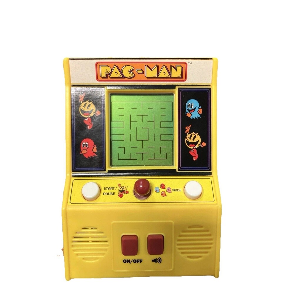 Miniature Pac-Man Arcade Game Works Yellow  retro 80s, for play or diorama